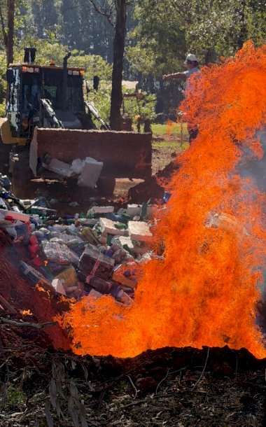 Polícia Civil incinera 5,5 toneladas de drogas apreendidas em apenas três meses em Caarapó