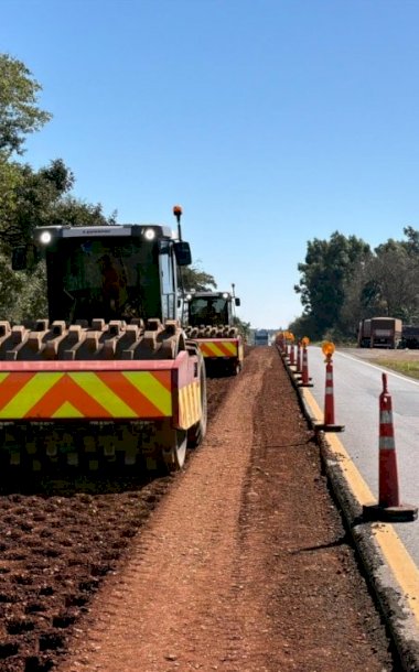 Obras de restauração do pavimento alteram tráfego temporariamente na BR-163 em Caarapó