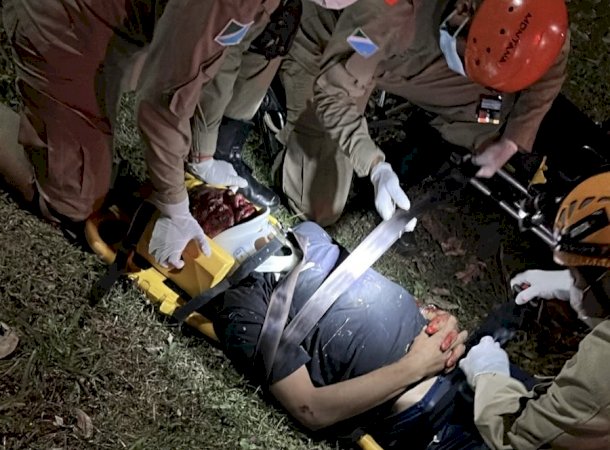 Motociclista sofre grave acidente no trevo da Coamo em Caarapó e é transferido para Dourados em vaga zero