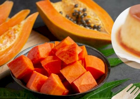 Misture mamão picado com ovos e faça um pudim de mamão saboroso e diferente