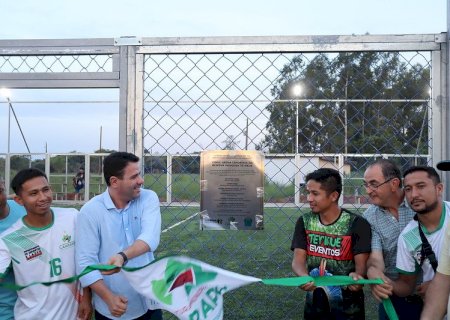 Inauguração de arena esportiva amplia prática de esportes na Aldeia Te’yikue de Caarapó