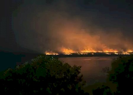 Chamas no Pantanal iluminam noite de Corumbá; imagens impressionam