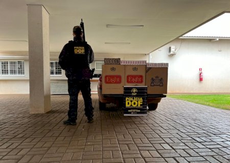 DOF apreende veículo carregado com cigarros contrabandeados na MS-379 em Laguna Carapã