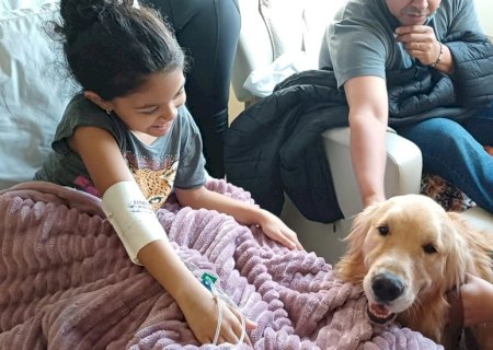 Hospital Cassems de Dourados recebe visita do cão Alfredinho