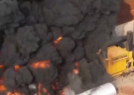 Explosão em reservatório destrói usina de asfalto em Campo Grande