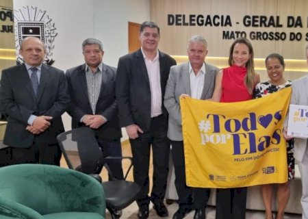 Delegado-geral recebe desembargadora do TJMS para fortalecimento de ações da campanha “Todos por Elas”
