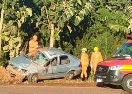 Carro bate em árvore, motorista é lançado e morre em rodovia