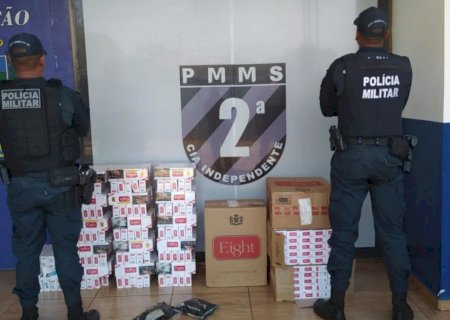 Polícia Militar apreende carga de cigarros contrabandeados na MS-280 em Caarapó