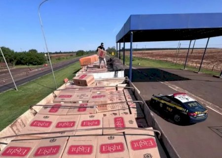 PRF intercepta carga com 40 mil pacotes de cigarro contrabandeado em Caarapó