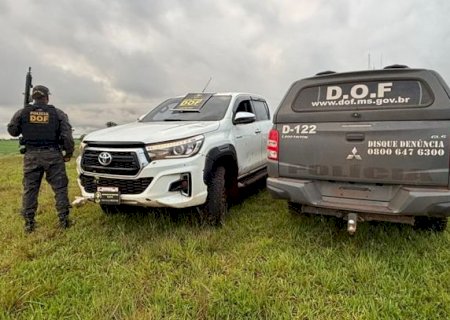 DOF recupera Hilux roubada no PR e prende dois homens na MS-386 em Ponta Porã