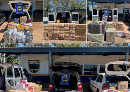 PMR apreende três veículos com R$ 370 mil em mercadorias contrabandeadas na MS-164