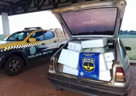 Polícia apreende receptores de TV e fardos de óculos contrabandeados na MS-164