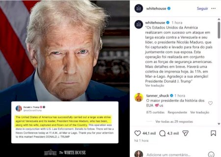 EUA realizam ataque &agrave; Venezuela e Trump anuncia captura de Maduro