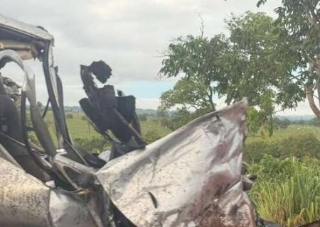 Motorista morre ao ter carro esmagado por carreta em rodovia