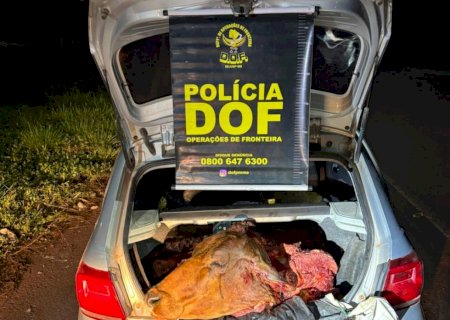 Trio é preso com pistola e carro 'recheado' de carne de gado furtada