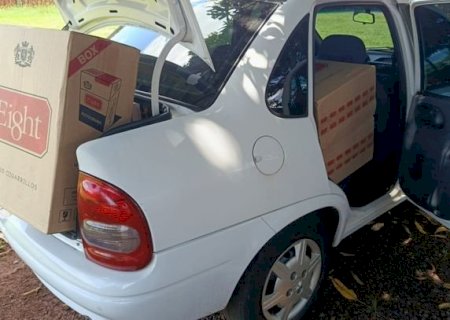 PM apreende carga de cigarros contrabandeados na MS-379 em Laguna Carapã