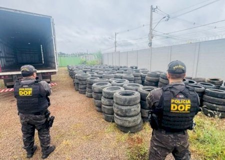 DOF apreende quase 3 mil pneus irregulares em Caarapó; motorista é preso>