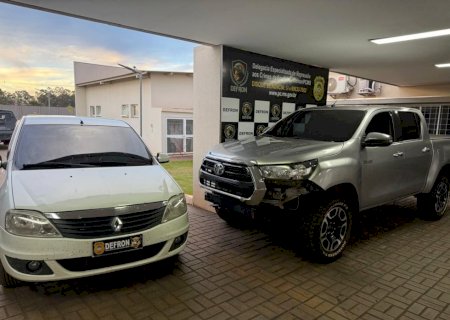 Caminhonete furtada é localizada em oficina de Dourados e dois são presos