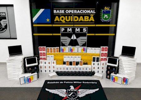 PM apreende mais de R$ 1 milhão em iPhones e eletrônicos na região de fronteira>