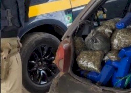 PRF apreende carro carregado com maconha e skunk na BR-376 em Nova Andradina>